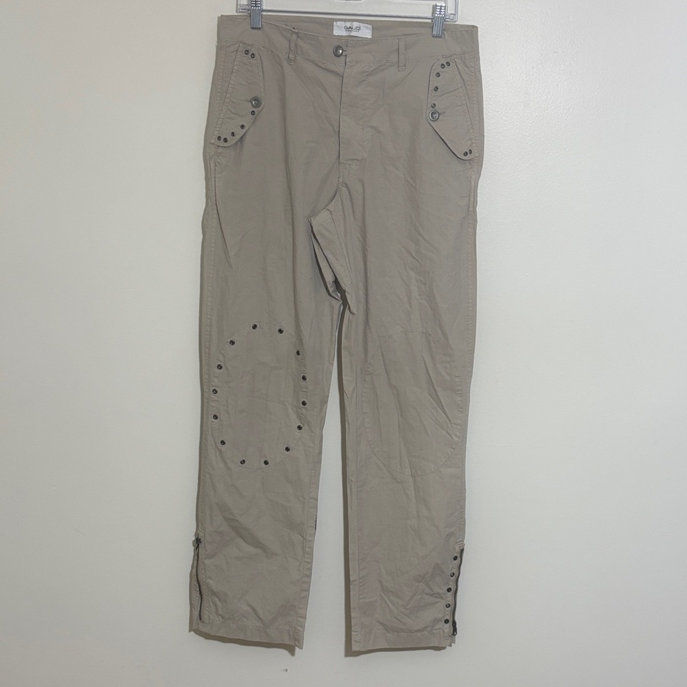 Gaudi Utility Cargo Pants Beige Graphic Detail Size 48 / 32 Streetwear Y2K